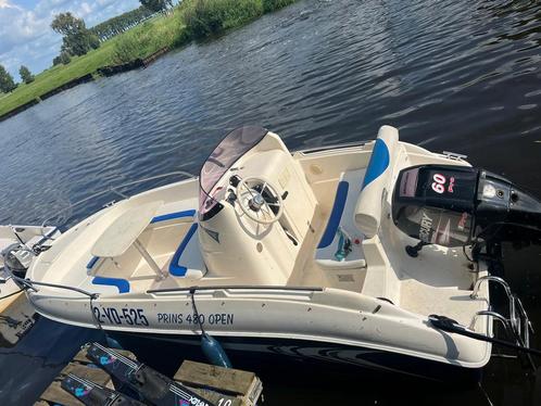 Mooie Prins 480 Open met 60pk!, Watersport en Boten, Speedboten, Zo goed als nieuw, 3 tot 6 meter, Benzine, Minder dan 70 pk, Polyester
