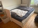 IKEA bed HEMNES Wit 2 matrassen 80x200 uitschuifbaar, Huis en Inrichting, Slaapkamer | Bedden, 160 cm, Overige materialen, Gebruikt