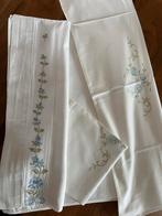 Prachtig Geborduurd Laken met 2 Slopen, Antiek en Kunst, Ophalen of Verzenden