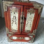 Antieke chinees sieradenkastje met jade inleg, Ophalen of Verzenden