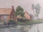 grote oude aquarel uit Holland, gesigneerd, Ophalen of Verzenden