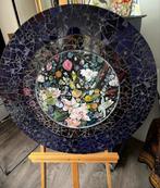 Rond Glasmozaïek met Acryl Schilderij - Wanddecoratie of Taf, Ophalen of Verzenden