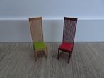 designer stoelen voor poppenhuis 1:12 2 sets van 2 stoelen, Poppenhuis, Ophalen of Verzenden, Zo goed als nieuw