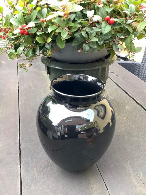 Prachtige groot zwart geglazuurde aardewerk vaas AVA, Antiek en Kunst, Curiosa en Brocante, Ophalen of Verzenden