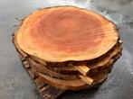 Boomschijven tafelbladen douglas bijzettafel, Ophalen, Overige materialen, Rond, Nieuw