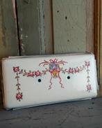 Emaille plaat met guirlande en roze roosjes,roze roosjes, Antiek en Kunst, Antiek | Emaille, Ophalen of Verzenden