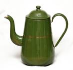 Donkergroen emaille met gouden bies Koffiepot, Antiek en Kunst, Antiek | Emaille, Ophalen of Verzenden