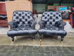 2 Chesterfield fatboy fauteuils zwart + GRATIS BEZORGING, Nieuw, Chesterfield, Leer, Ophalen of Verzenden
