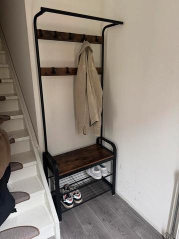 Kapstop en schoenenrek hout en zwart metaal beschikbaar voor biedingen