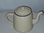 Emaille theepotje crèmekleurig met blauw, Antiek en Kunst, Ophalen