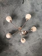hanglamp met 5 armen zilver frame met witglas, Klassiek, Ophalen of Verzenden, Zo goed als nieuw, Glas