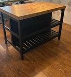 IKEA VADHOLMA Keukenblok - Zwart/Eiken - 126x79x90 cm, 50 tot 100 cm, 100 tot 150 cm, Eikenhout, Tot twee personen