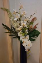 Mooi zijden bloemstuk, boeket met zijden kunstbloemen, Ophalen of Verzenden, Zo goed als nieuw