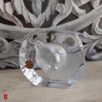Cristal D’arques object presse-papier kop van een beer  beschikbaar voor biedingen