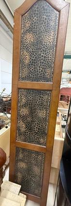Antiek hout lederen kamerscherm 2 delen, Ophalen of Verzenden, Gebruikt