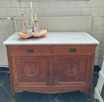 Brocante eikenhouten commode met marmer blad, kast, dressoir, Antiek en Kunst, Antiek | Meubels | Kasten, Ophalen