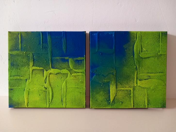 CAPTURED BLUE 30X60 CM, Antiek en Kunst, Kunst | Schilderijen | Abstract, Ophalen