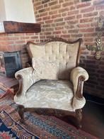 Antieke barok stoel met beige velours bekleding, Ophalen