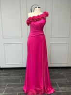 Galajurk fuschia fel roze satijn met bloemen, Kleding | Dames, Gelegenheidskleding, Ophalen of Verzenden, Zo goed als nieuw, Roze