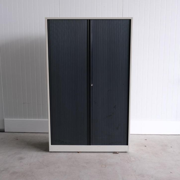 Ahrend roldeurkast, 120x45x195cm, Creme/Zwart, kast, RD86, Huis en Inrichting, Kasten | Roldeurkasten en Archiefkasten, Gebruikt