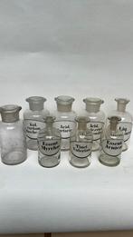 Antieke apotheek flessen, 5 grote en 3 kleine., Ophalen of Verzenden