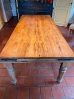 Robuuste houten eettafel - 220cm lang, Ophalen, Gebruikt, Eikenhout, 200 cm of meer