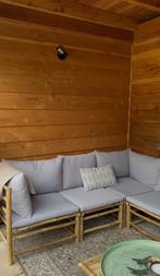 Bamboe loungeset - 2 jaar oud, met garantie!, Tuin en Terras, Ophalen, 5 zitplaatsen, Gebruikt, Loungeset