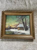 Klassiek Winterlandschap Schilderij met Gouden Lijstje Art D, Ophalen of Verzenden
