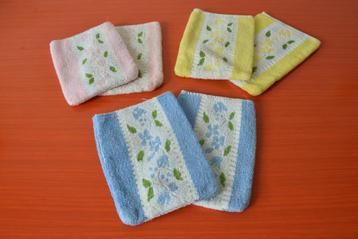 Set van 6 retro vintage jaren 50 / jaren 60 washandjes beschikbaar voor biedingen