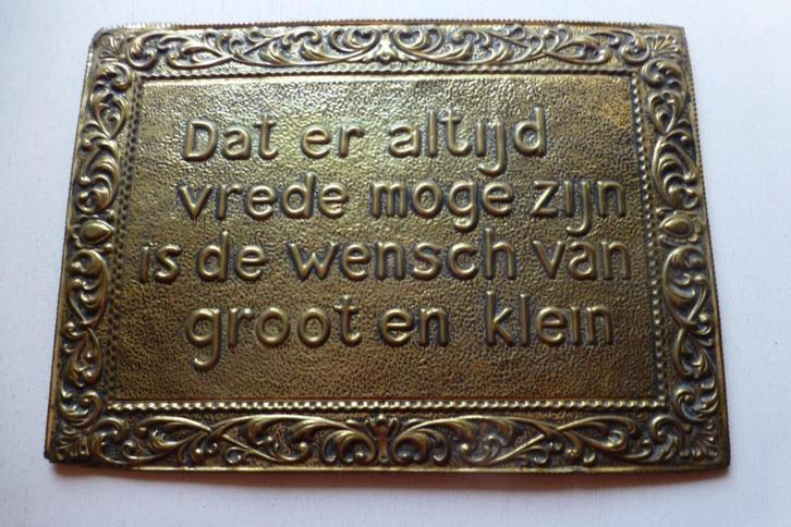 4 MOOIE KOPEREN SPREUKEN JAREN 40 - 50, Antiek en Kunst, Curiosa en Brocante, Ophalen of Verzenden