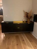 Zwart TV Meubel met Gouden Accenten, Huis en Inrichting, Ophalen, 150 tot 200 cm, Zo goed als nieuw, Met lade(s)