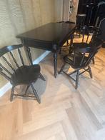 Zwarte Eettafel met Stoelen, Huis en Inrichting, Complete eetkamers, Ophalen of Verzenden, Gebruikt, 4 tot 6 stoelen