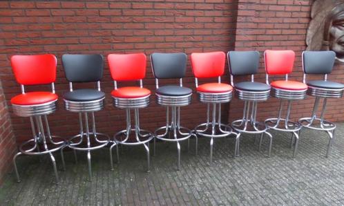FIFTIES SIXTIES AMERIKAANSE BARKRUKKEN BEL AIR BAR TAFEL, Huis en Inrichting, Barkrukken, Zo goed als nieuw, 5 krukken of meer