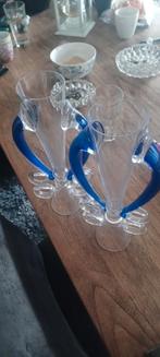 Vintage glazen met blauwe accenten, Antiek en Kunst, Ophalen of Verzenden