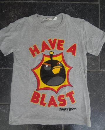SHIRT maat 170, grijs mêlee, Angry Birds, korte mouwen beschikbaar voor biedingen