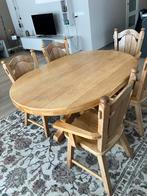 Licht eiken tafel met 5 stoelen, Huis en Inrichting, Complete eetkamers, Ophalen of Verzenden, Gebruikt, 4 tot 6 stoelen