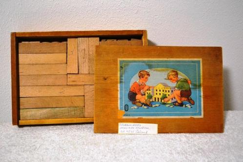 Mooie oude houten blokken kistje uit de jaren 1950 NR 7835, Antiek en Kunst, Antiek | Speelgoed, Ophalen of Verzenden