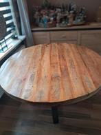 Ronde mango houten eettafel, Huis en Inrichting, Tafels | Eettafels, Ophalen, Rond, Zo goed als nieuw, Vier personen