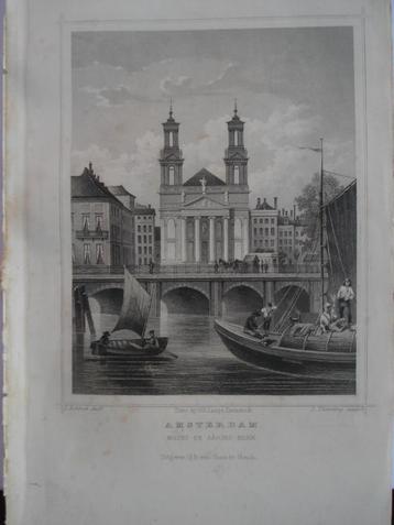 010 / Amsterdam Mozes en Aaronkerk Staalgravure 1860 beschikbaar voor biedingen