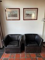 Twee gebruikte Durlet fauteuils – zwart leer, Ophalen, Gebruikt, 50 tot 75 cm, Leer