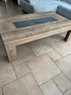 Houten salontafel met stenen detail, Huis en Inrichting, Ophalen, Zo goed als nieuw, Minder dan 50 cm, Rechthoekig