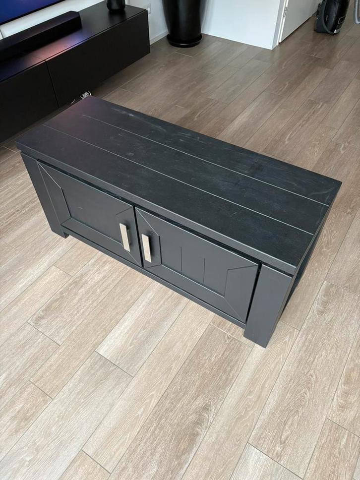 Mooie mat zwarte houten kast / dressoir – 120cm breed, Huis en Inrichting, Kasten | Dressoirs, Zo goed als nieuw, 100 tot 150 cm