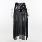 Zwarte lange kunstleren rok met ketting dames wetlook lak, Kleding | Dames, Rokken, Verzenden, Nieuw, Zwart, Onder de knie