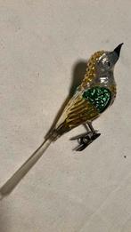 Vintage antieke kerstbal, vogeltje groen geel, Diversen, Kerst, Ophalen of Verzenden, Zo goed als nieuw