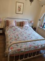 Wit landelijk spijlenbed 160x200 cm incl. matras en bedbodem, Ophalen, Wit, Tweepersoons, 200 cm