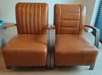 Set van 2 cognac fauteuils, Huis en Inrichting, Fauteuils, Ophalen, Gebruikt, Minder dan 75 cm, 50 tot 75 cm