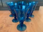 6x mondgeblazen wijnglazen kobaltblauwe kleur, Antiek en Kunst, Ophalen