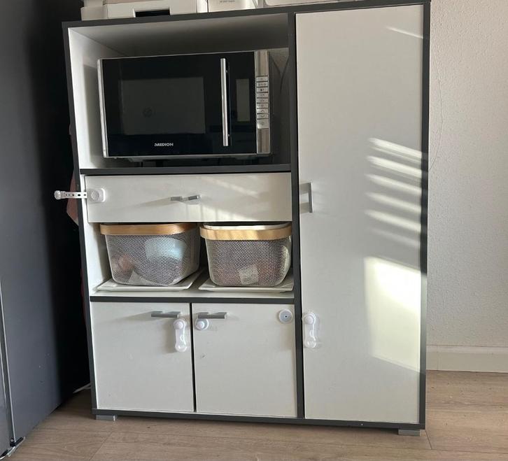 Magnetronkast, Huis en Inrichting, Keuken | Keukenelementen, Gebruikt, 100 tot 150 cm, 50 tot 100 cm, 25 tot 50 cm, Wit, Grijs