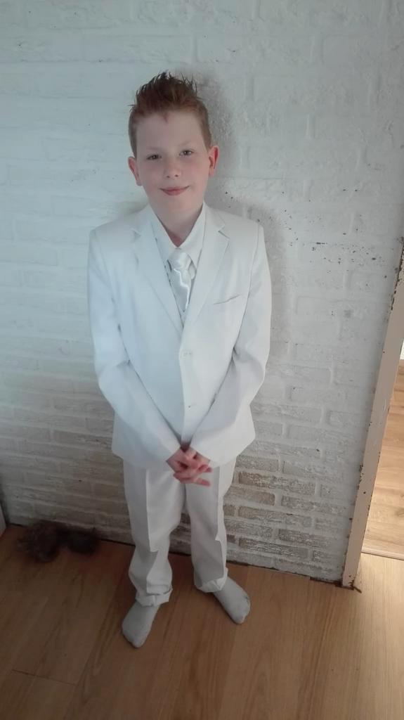 Witte Jongens Kostuum maat 134-140, Kinderen en Baby's, Kinderkleding | Overige, Zo goed als nieuw, Jongen, Ophalen