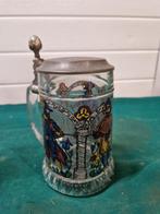 glazen bierpul duits vintage riddermotieven, Ophalen of Verzenden